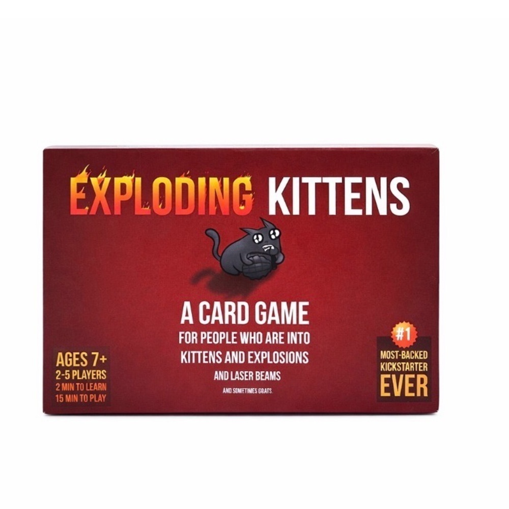 Exploding Kittens card game family night hilarious fast paced gently used